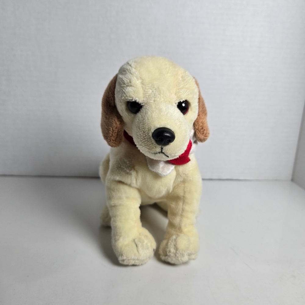 Walmart Yellow Lab Labrador Dog Plush Stuffed Animal Valentines Collar Realistic